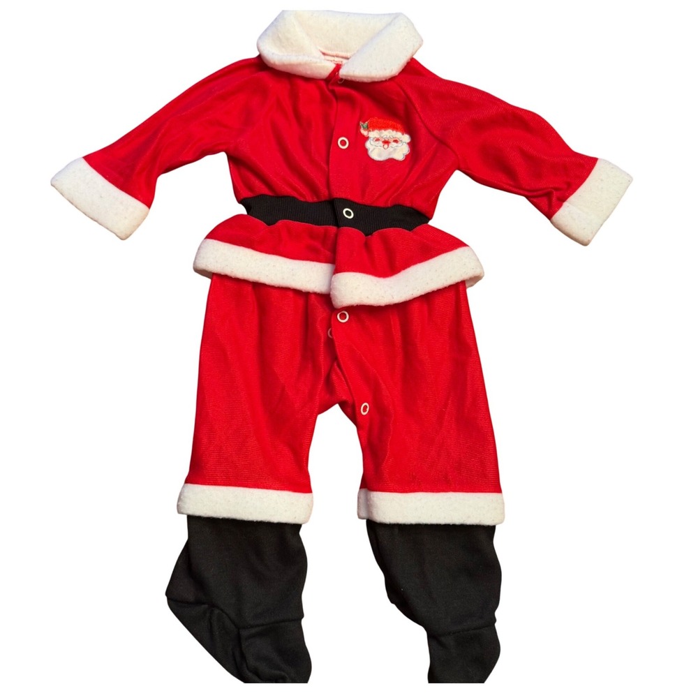 Vintage 1995 Playskool Santa Claus Footed Sleeper Baby Christmas 0-3M USA Hasbro